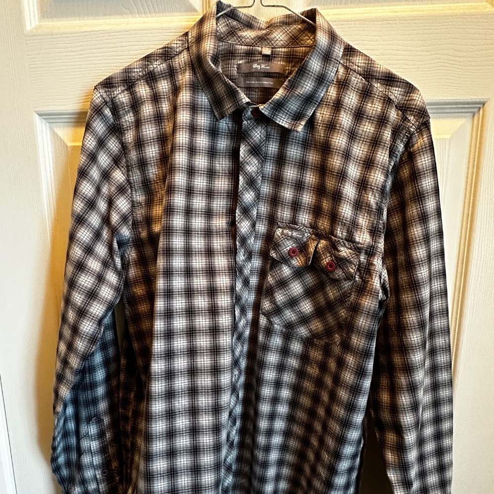 Lrg vintage long-sleeved button-up shirt - "Dark Alley LS Woven" - Medium - grey